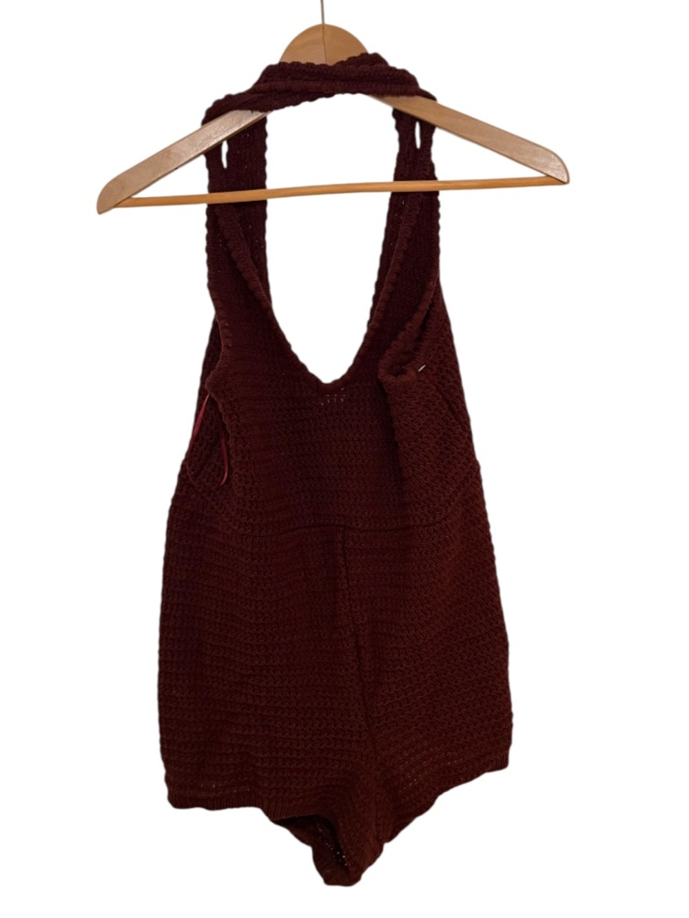FREE PEOPLE BEACH burgundy crochet shorts romper / swim cover up - size xs